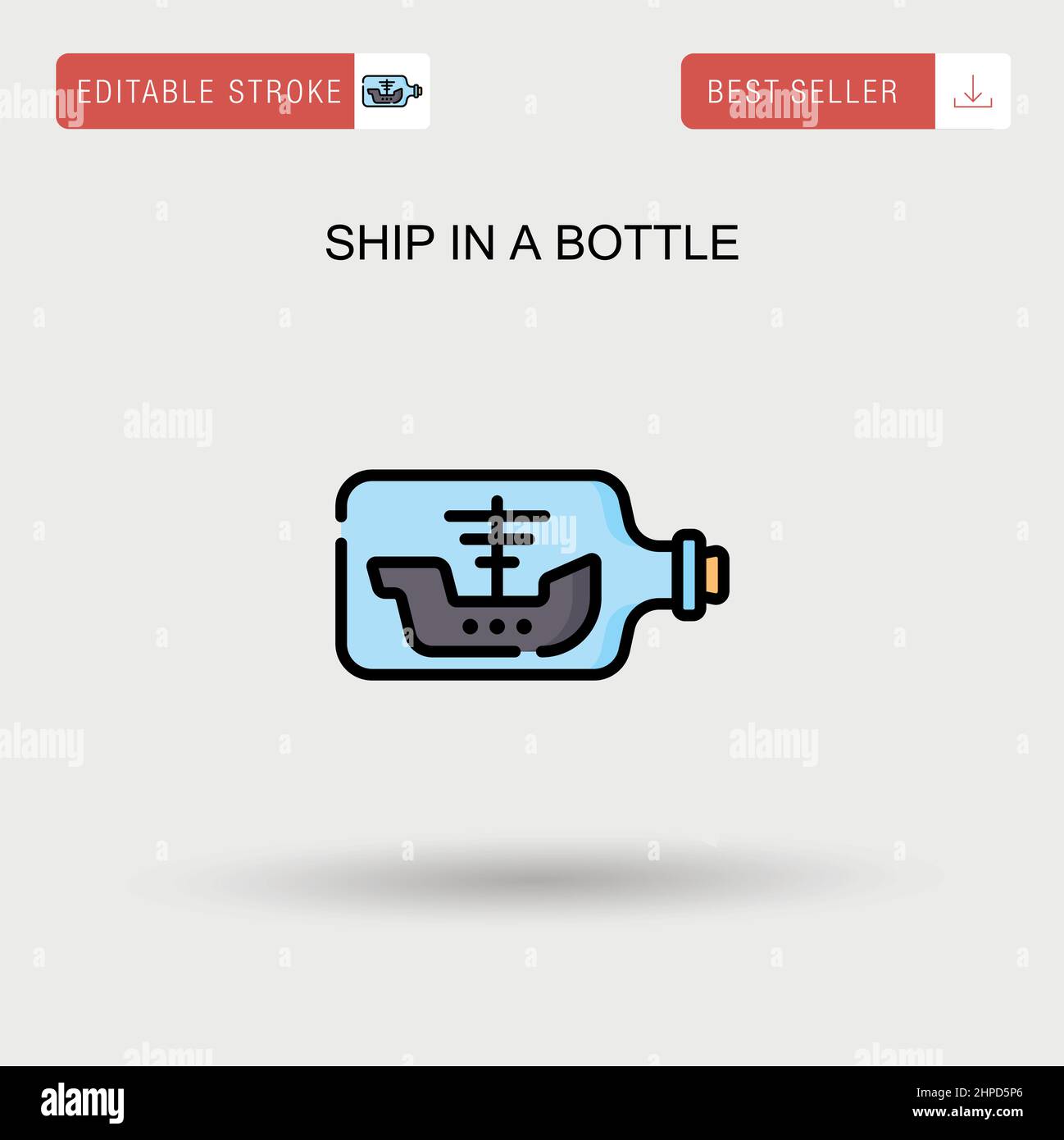 Ship in a bottle Simple vector icon. Stock Vector