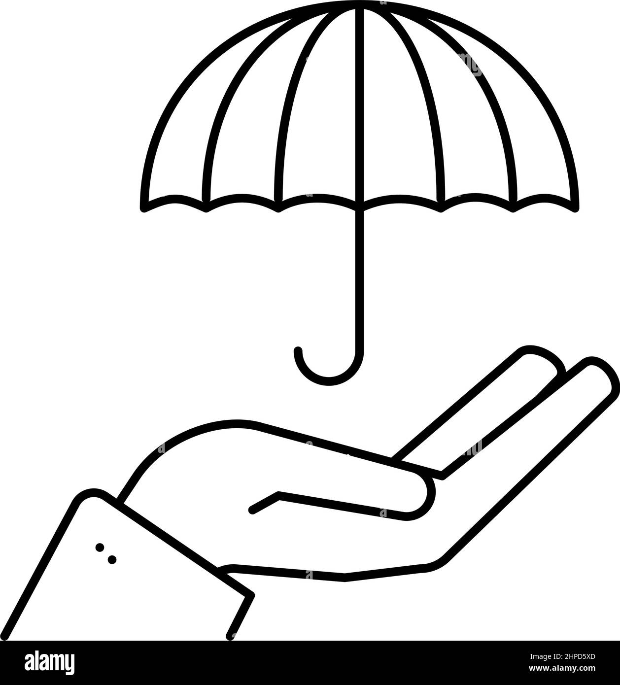 umbrella on hand rain protection line icon vector illustration Stock Vector