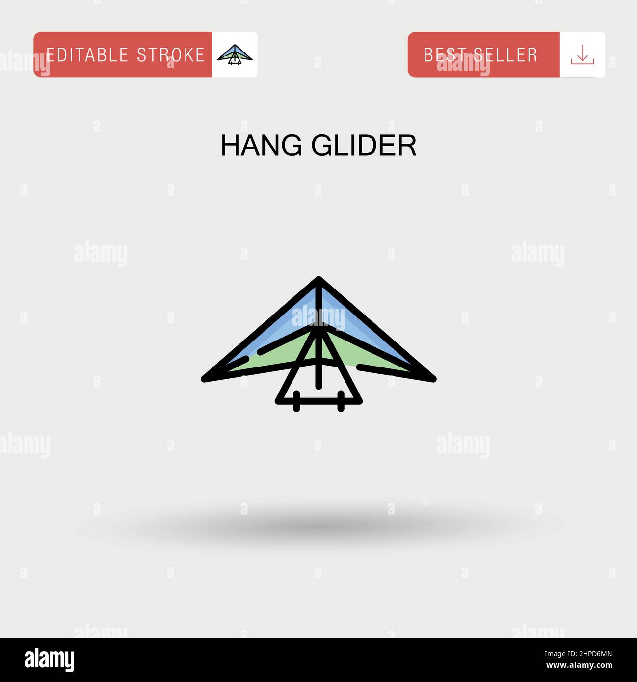 Hang glider Simple vector icon. Stock Vector
