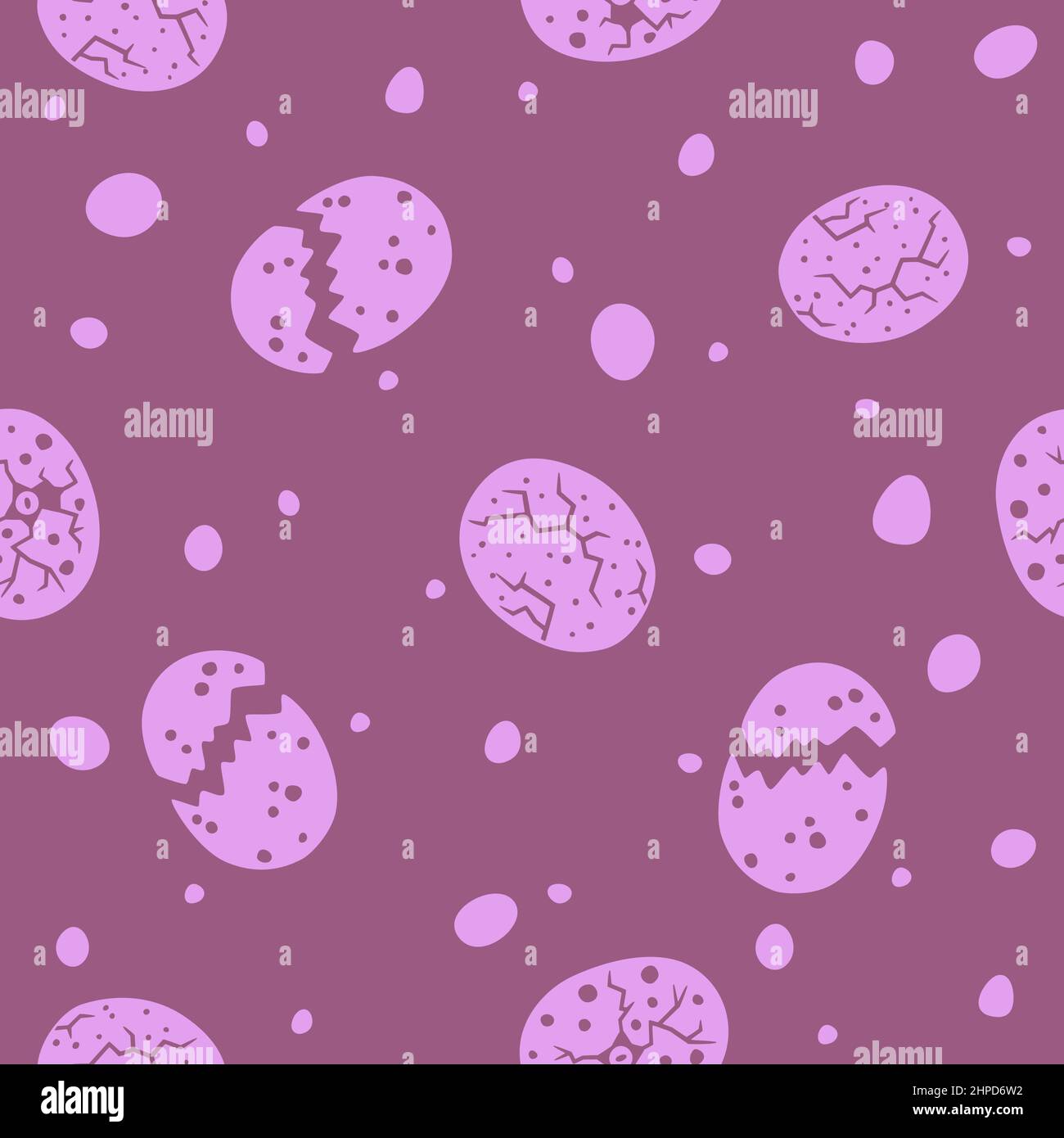 Lilac dinosaur eggs on a violet background. Vector seamless pattern Stock Vector