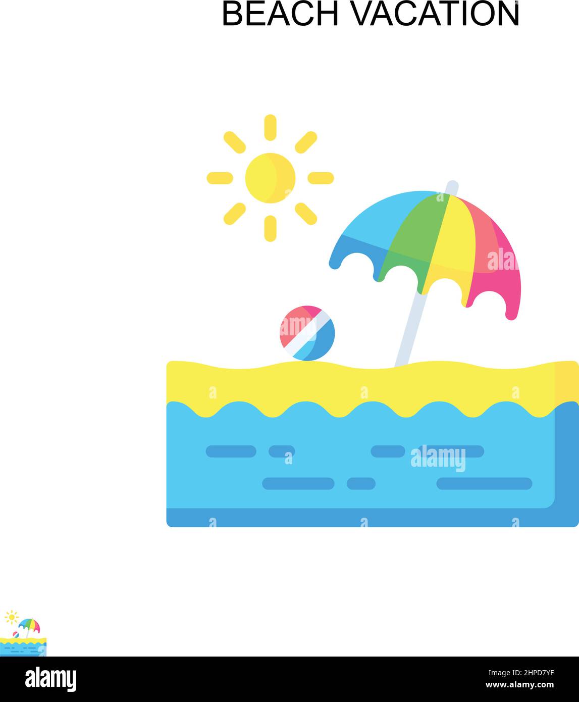 Beach vacation Simple vector icon. Illustration symbol design template for web mobile UI element. Stock Vector