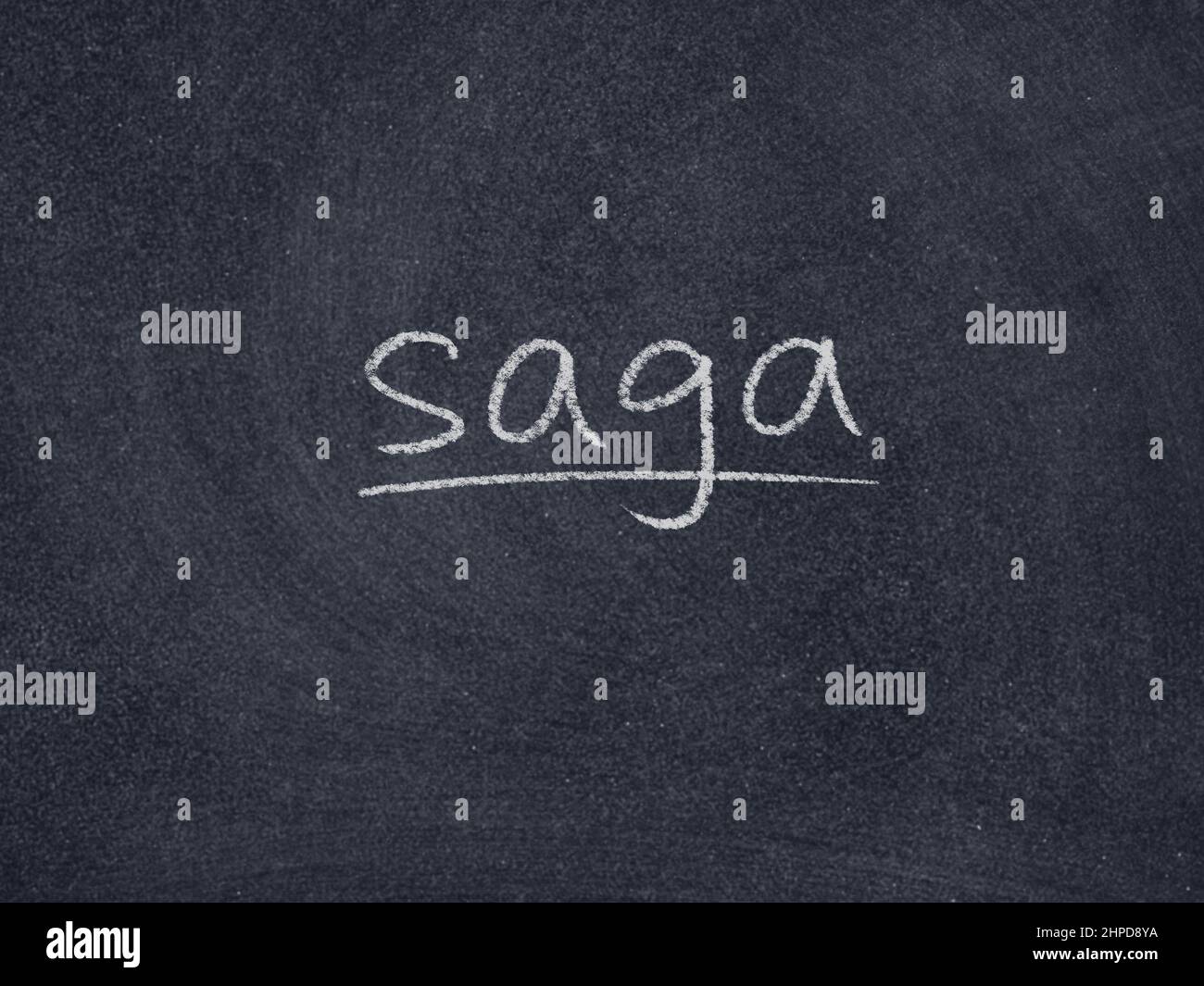 saga concept word on blackboard background Stock Photo