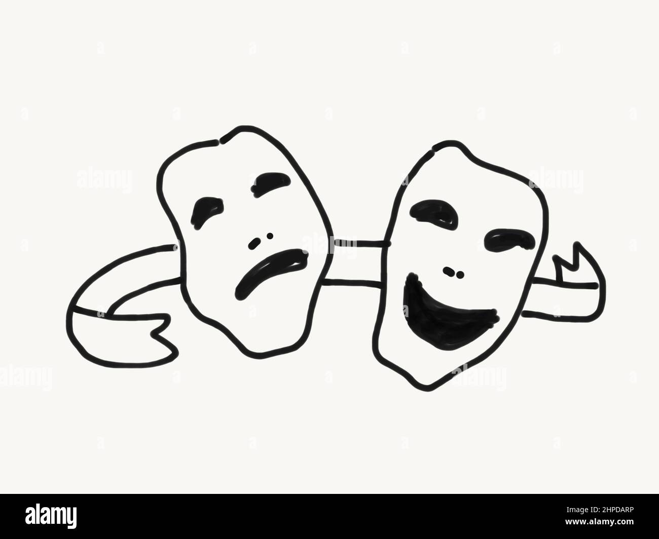 Comedy and tragedy white theater masks. Happy and sad mask. Drama and