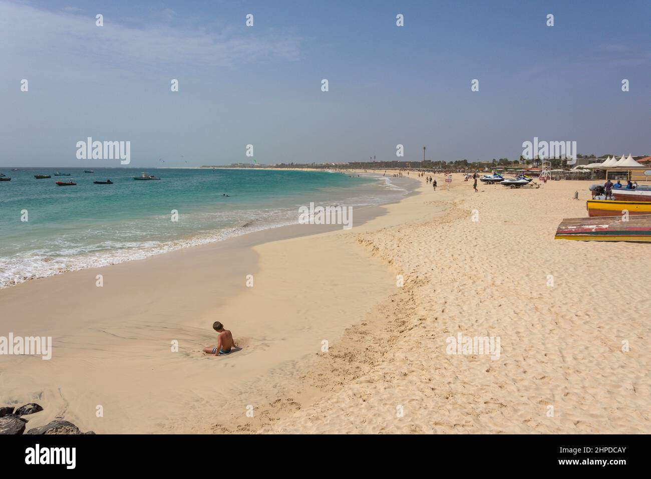 Beach view, Praia Santa Maria, Santa Maria, Sal, República de Cabo (Cape Verde) Stock Photo
