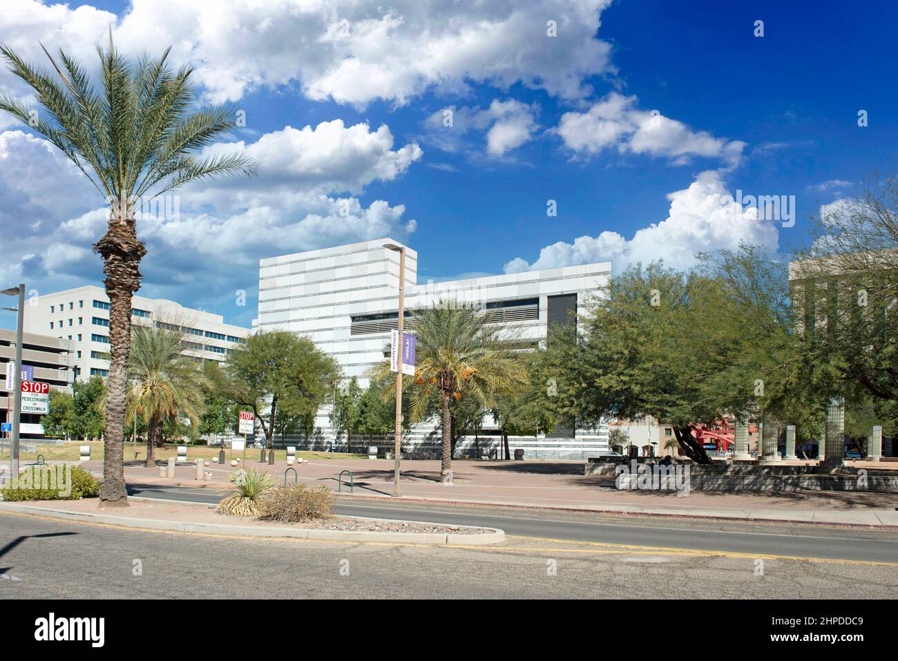 Outside the Library on N Church Ave in downtown Tucson AZ Stock Photo