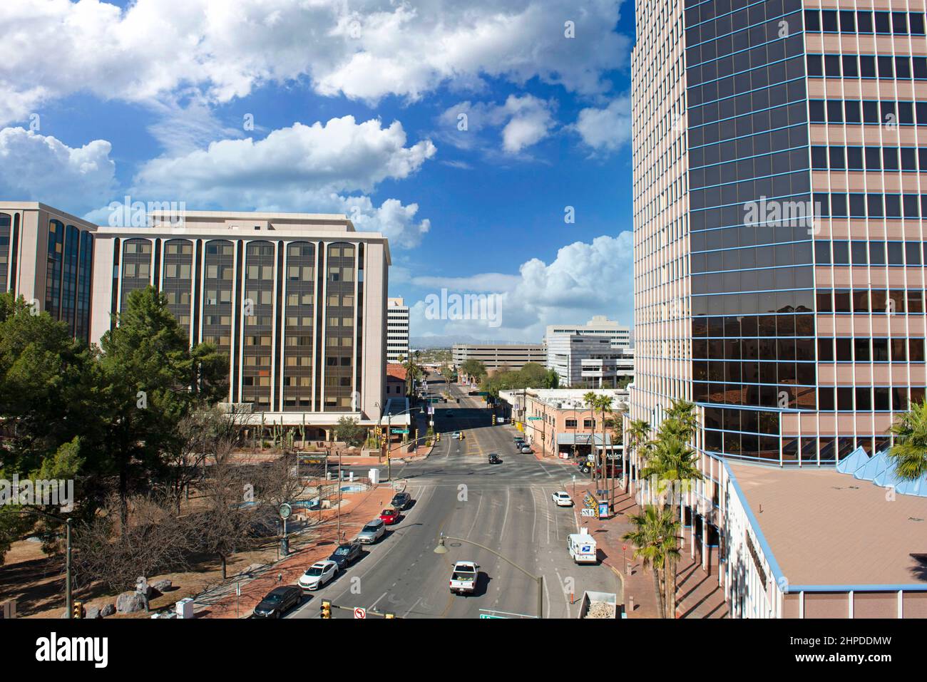 Aerial view of South Church Street in downtown Tucson AZ Stock Photo