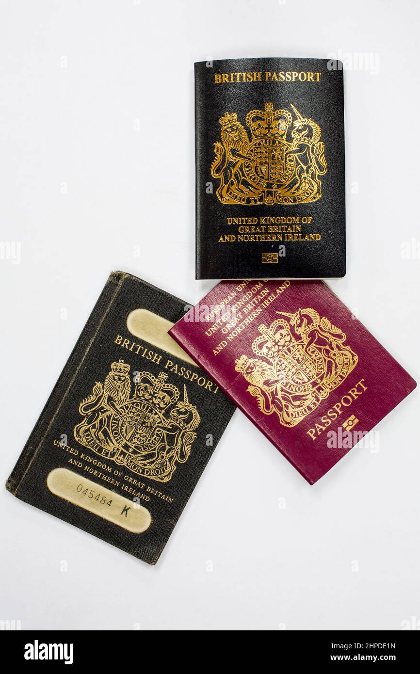 New and old British Passports. Stock Photo