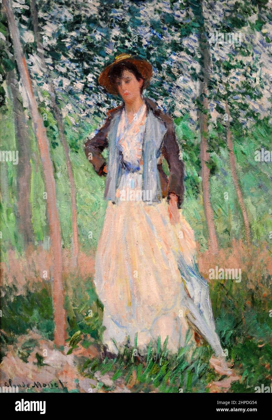 Title: The stroller (Suzanne Hoschedé) Creator: Claude Monet Date: 1887 Dimensions: 100.6 x 70.5 cm Medium: oil on canvas Location: The Metropolitan Museum of Art Stock Photo