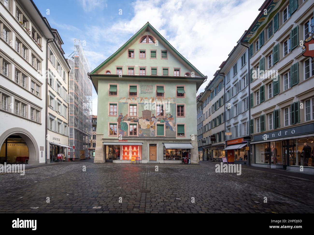 Weinmarkt - Square in Luzern Old Town - Lucerne, Switzerland Stock Photo