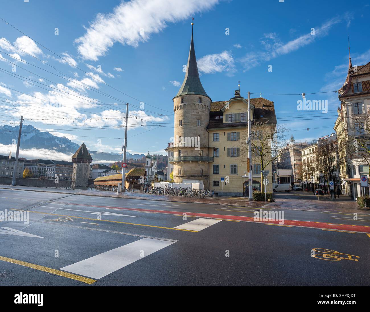 Luzern Old Town Buildings - Lucerne, Switzerland Stock Photo
