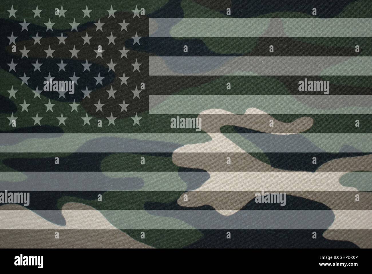 United States of America flag on military camouflage background Stock Photo