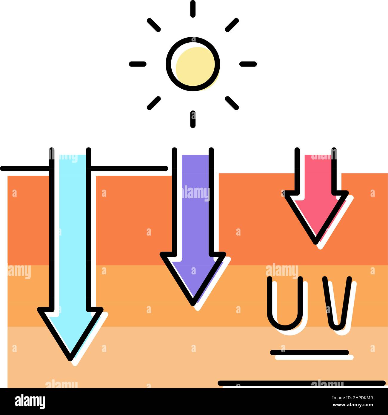 exposure of skin to uv rays tanning process color icon vector