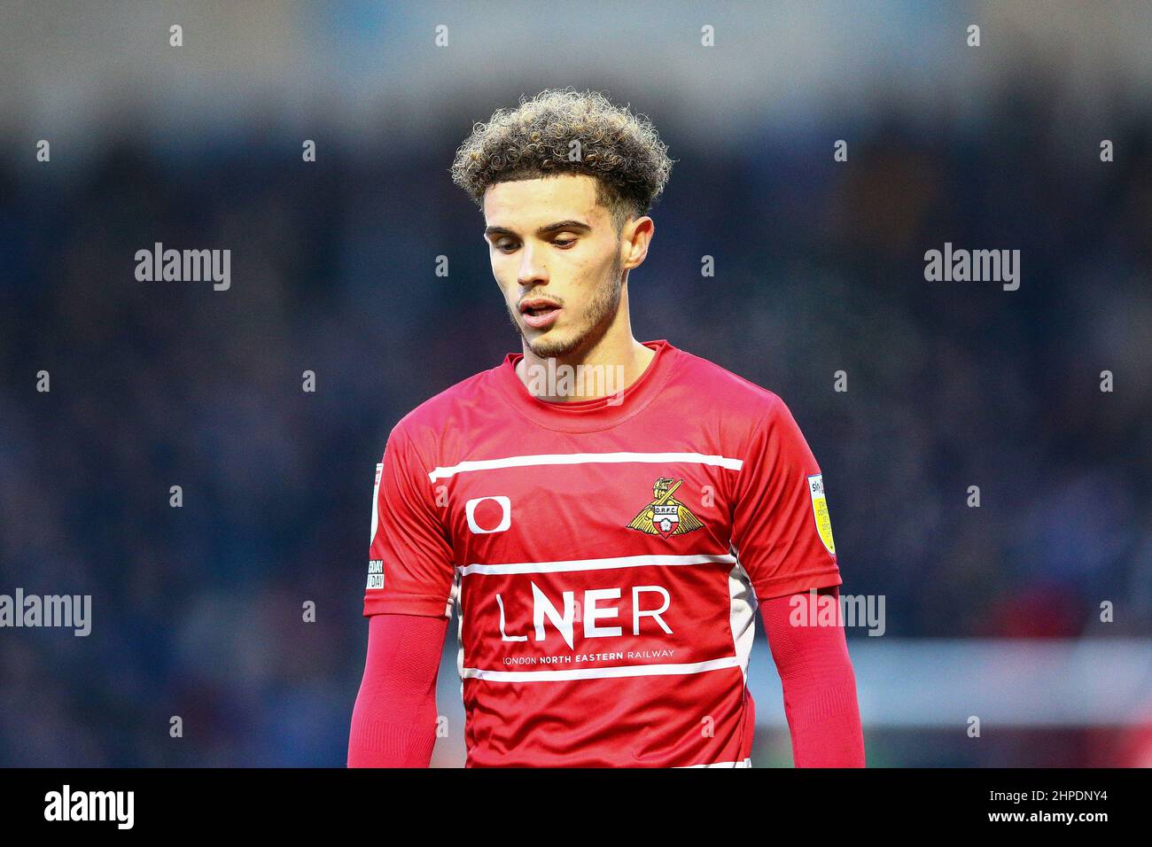 Eco-Power  Stadium Doncaster, England - 19th February 2022  Josh Martin (21) of Doncaster - during the game Doncaster v Sheffield Wednesday, EFL League One 2021/22 at the Eco-Power  Stadium Doncaster, England - 19th February 2022  Credit: Arthur Haigh/WhiteRosePhotos/Alamy Live News Stock Photo