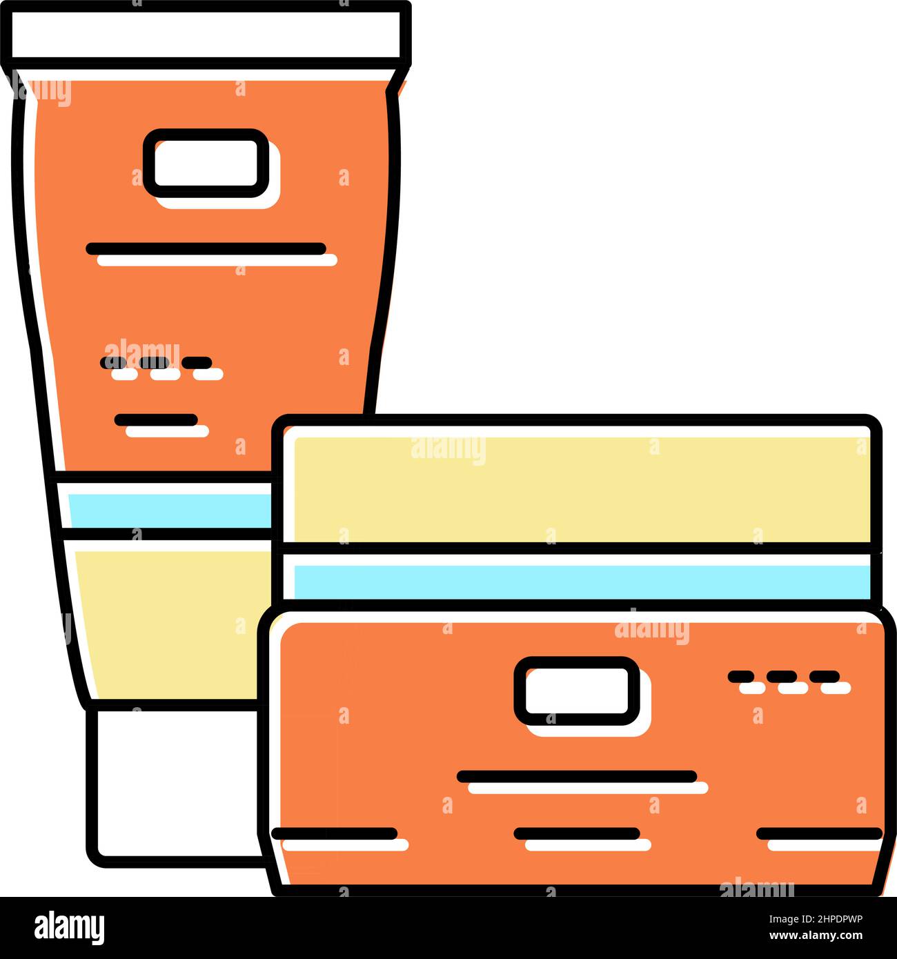 suntan cream cosmetic packaging color icon vector illustration Stock Vector