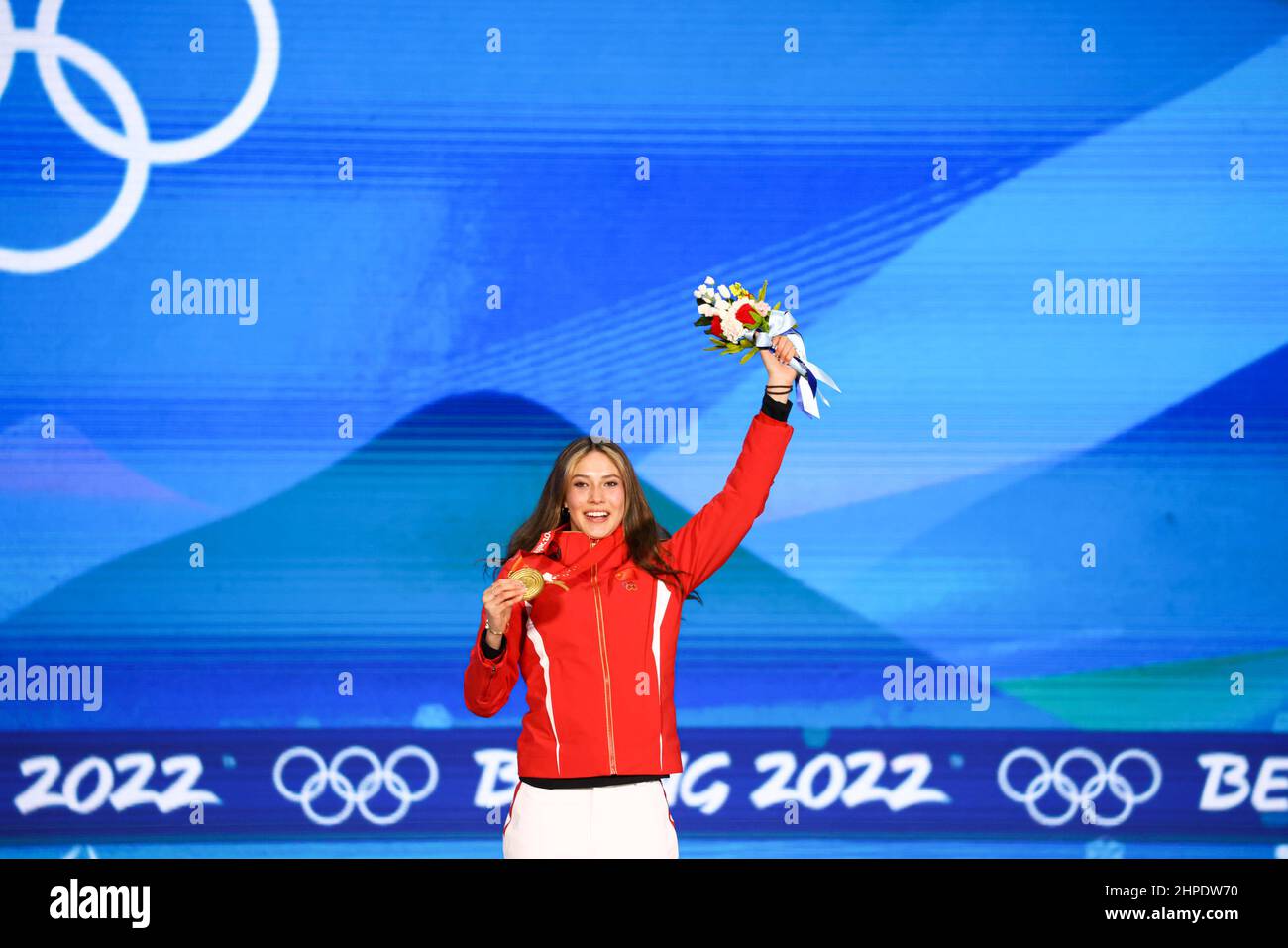 Eileen Gu (CHN),  FEBRUARY 8, 2022 - Freestyle Skiing :  Women's Big Air Medal Ceremony  during the Beijing 2022 Olympic Winter Games  at Beijing Meda Stock Photo