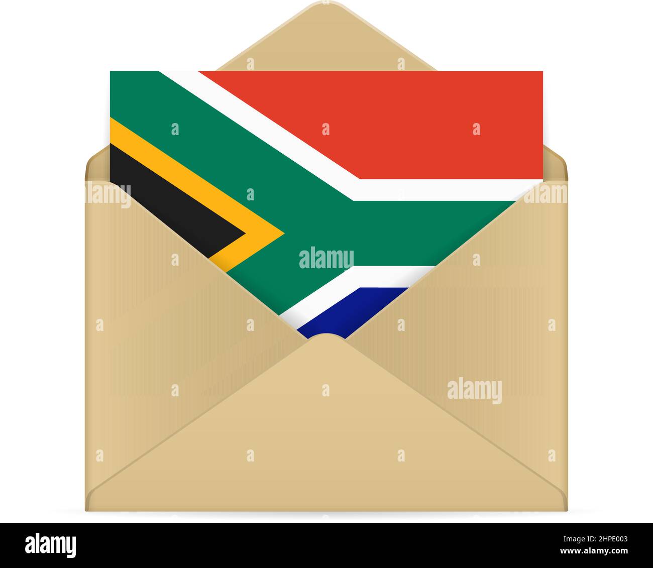 Envelope with South Africa flag on a white background. Vector