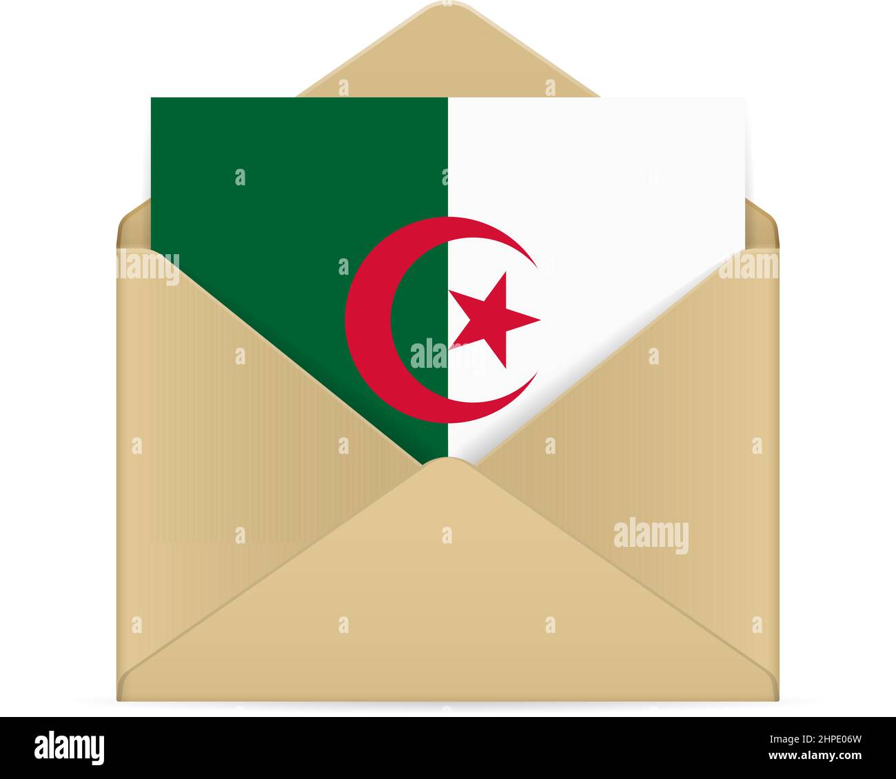 Envelope with Algeria flag on a white background. Vector illustration. Stock Vector