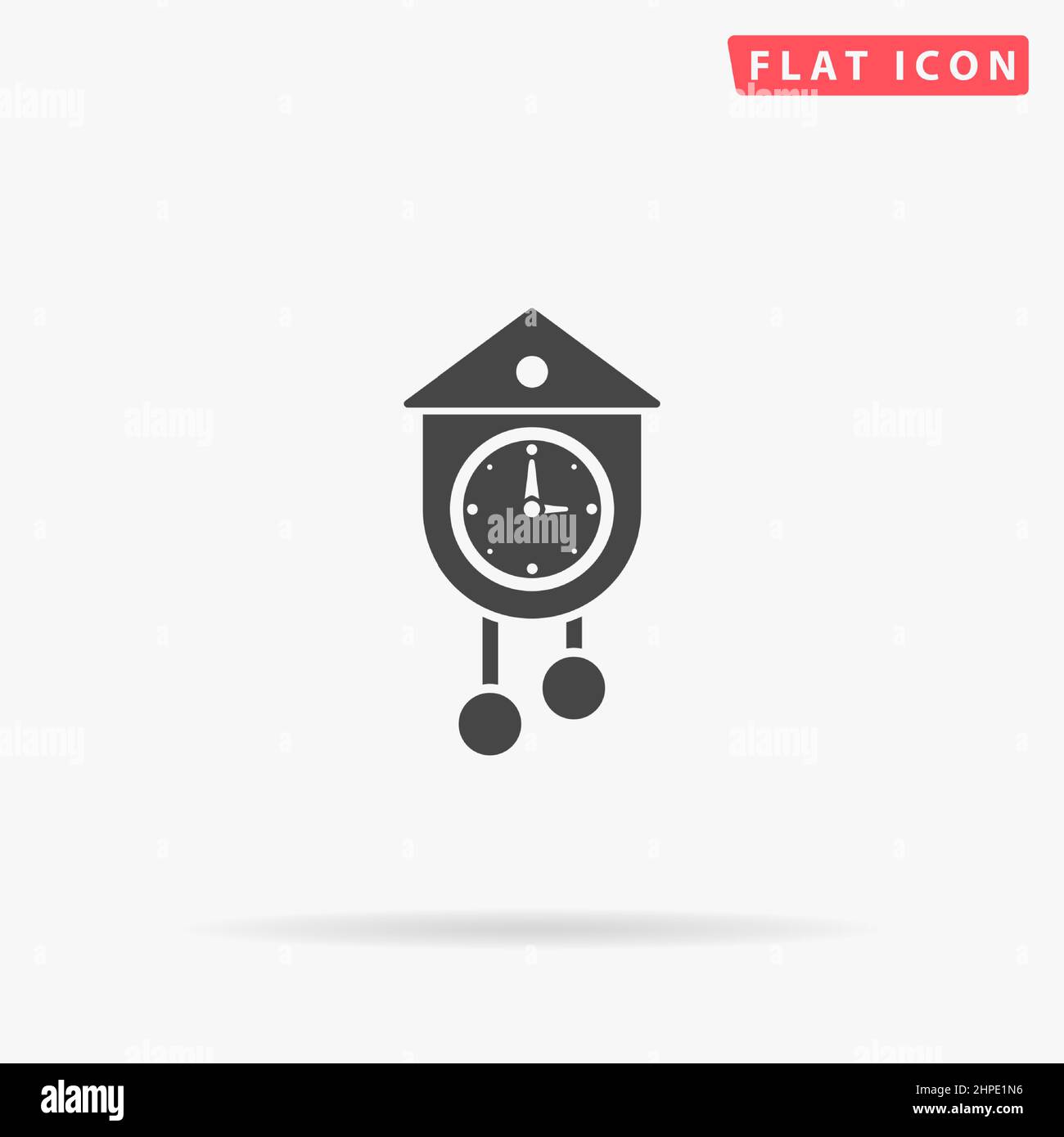 Cuckoo clock flat vector icon. Hand drawn style design illustrations. Stock Vector