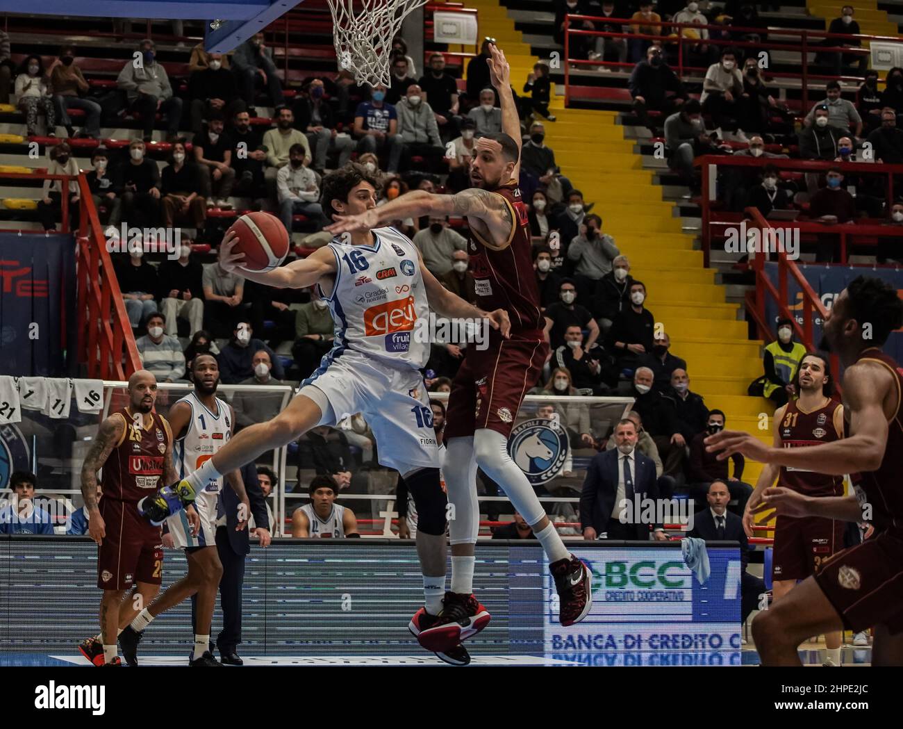 Naples, Italy. 19th Feb, 2022. Gevi Napoli Basket leaves the two home ...
