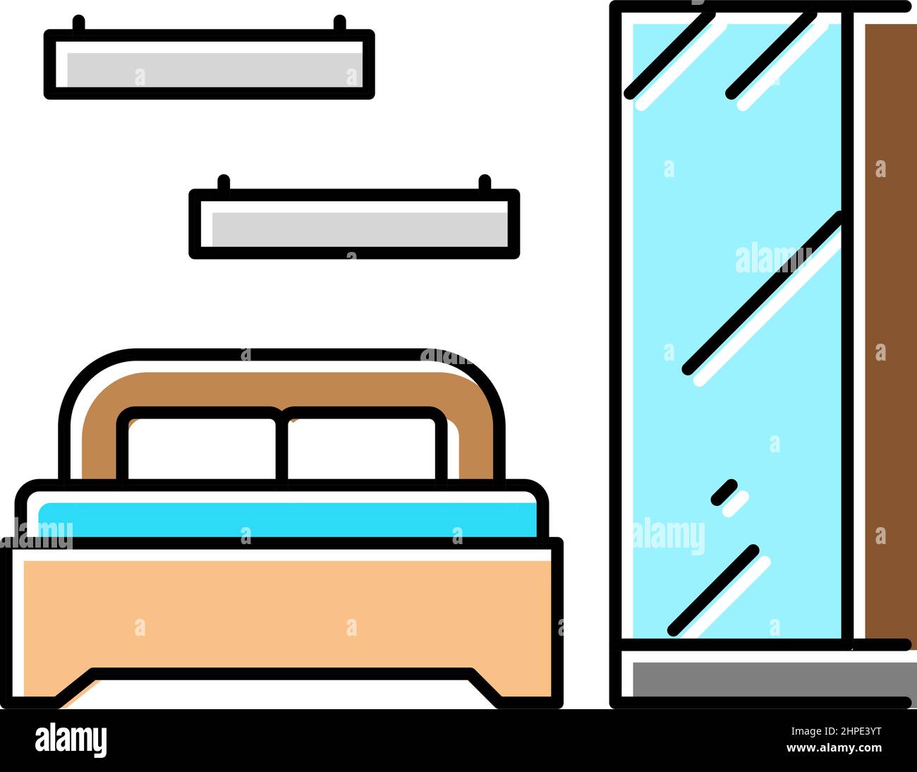 bedroom furniture color icon vector illustration Stock Vector Image ...