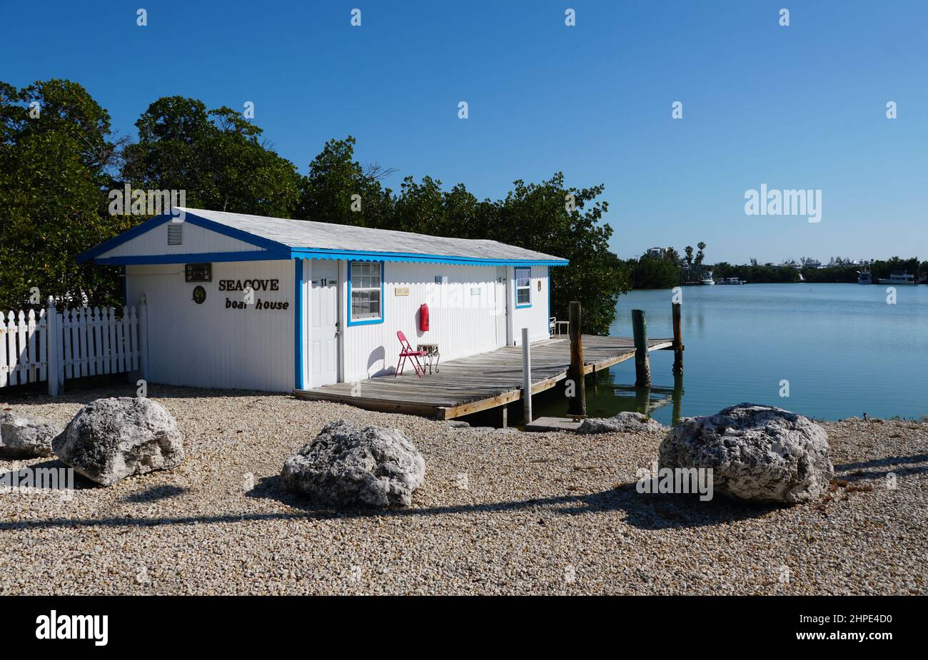 Marathon, Florida, U.S February 19, 2022 The white waterfront rooms