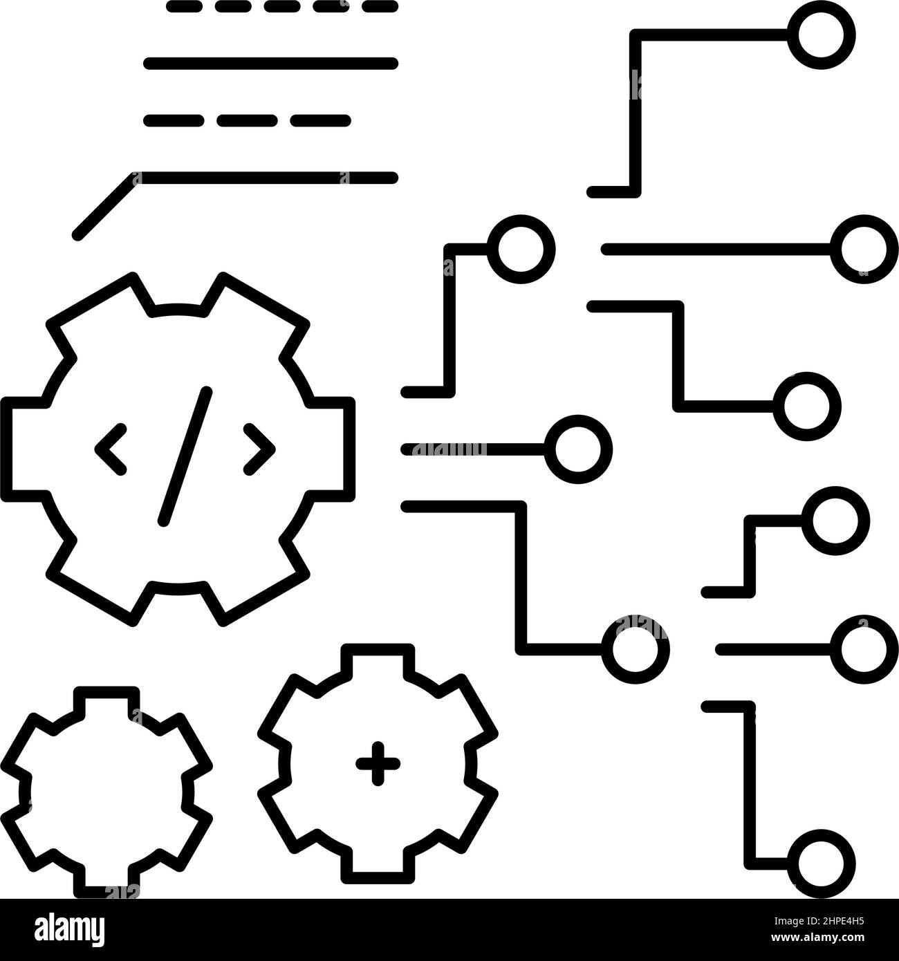 code and settings working process line icon vector illustration Stock ...
