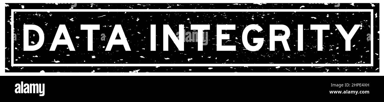 Grunge black data integrity word square rubber seal stamp on white ...