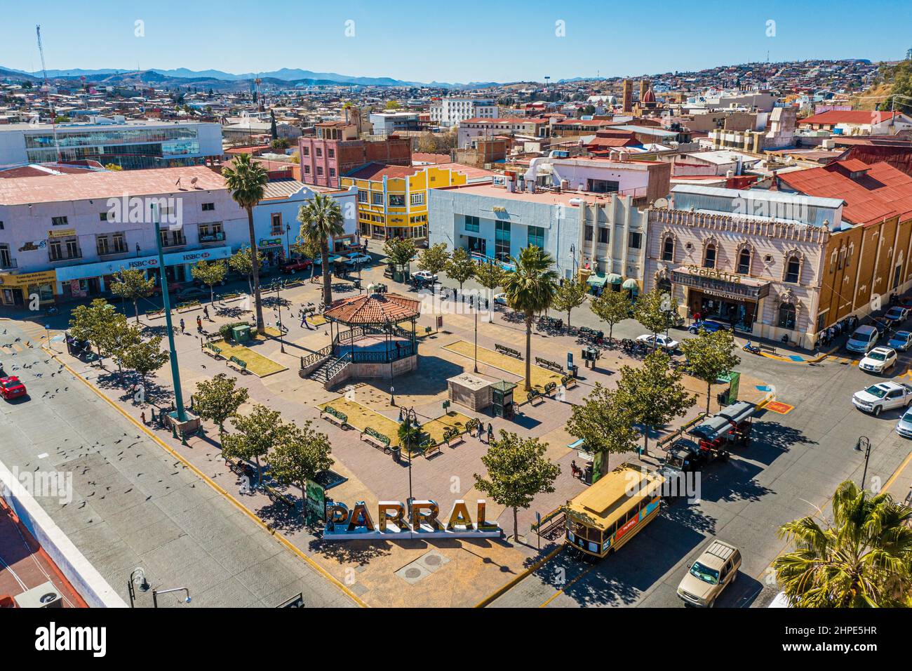 Aerial view of Hidalgo Parral in Chihuahua Mexico. Parral is a magical town. State of Chihuahua