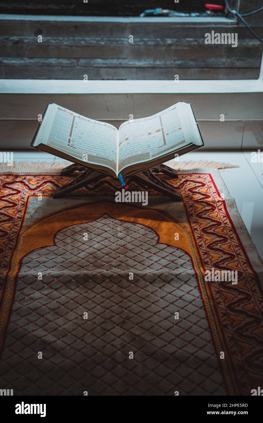the al-quran in the place of prayer Stock Photo