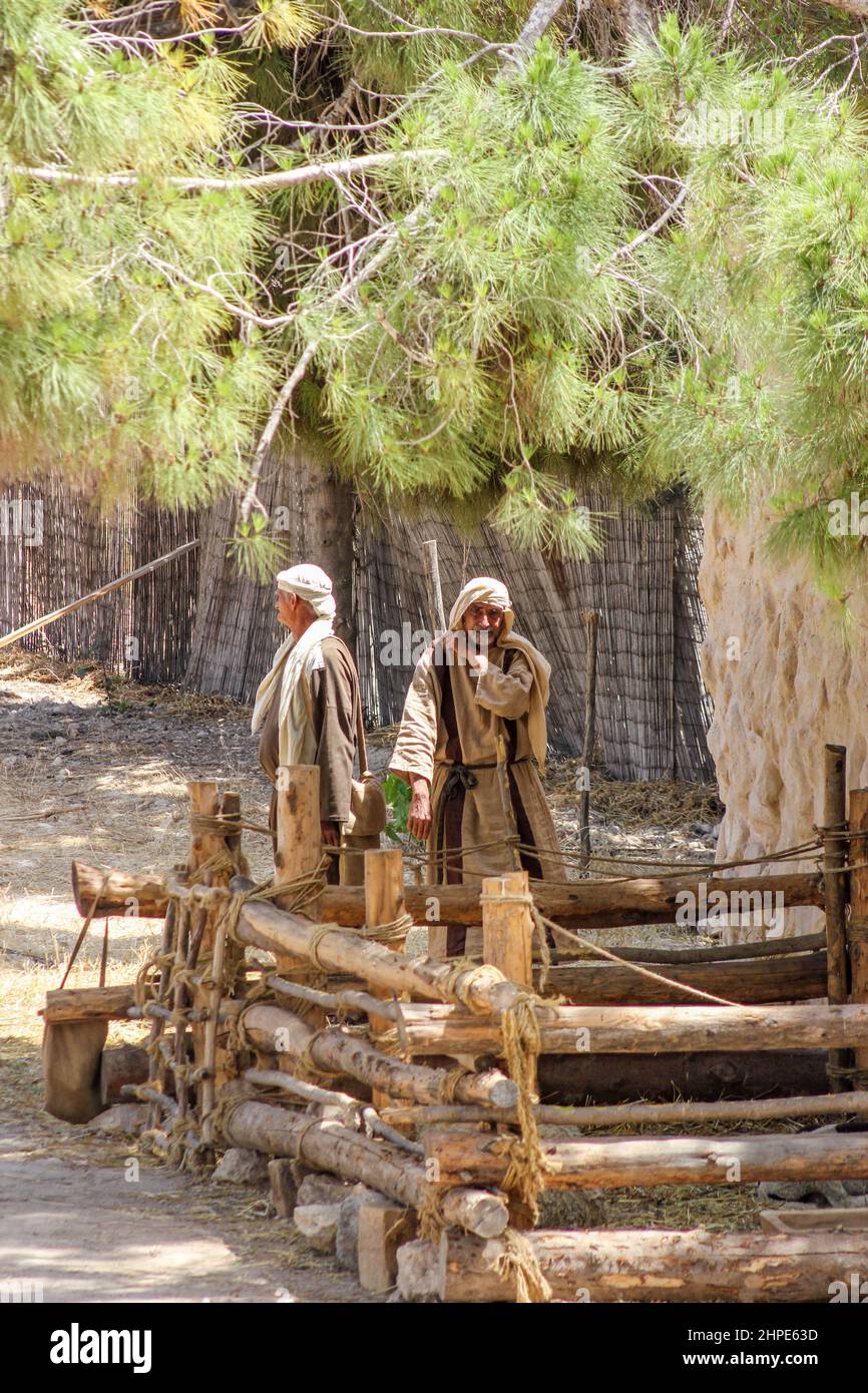 Actor portray first century shepherds at the Nazareth Village open-air museum in Nazareth, Israel. Stock Photo