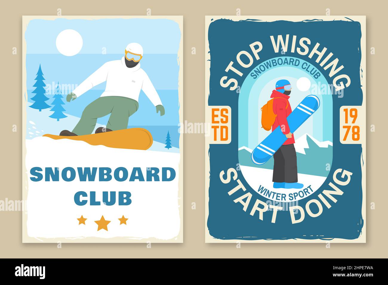 Set of snowboard club retro posters. Vector. Vintage typography design with  snowboarder and mountain silhouette. Extreme winter sport. Outdoors Stock  Vector Image & Art - Alamy
