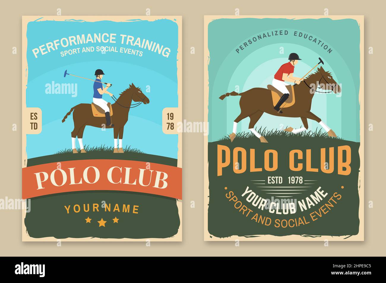 Set of Polo sport club retro posters. Vector illustration. Vintage  equestrian label, sticker with rider and horse silhouettes Stock Vector  Image & Art - Alamy