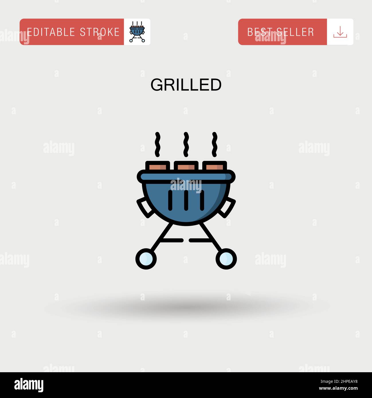 Grilled Simple vector icon. Stock Vector