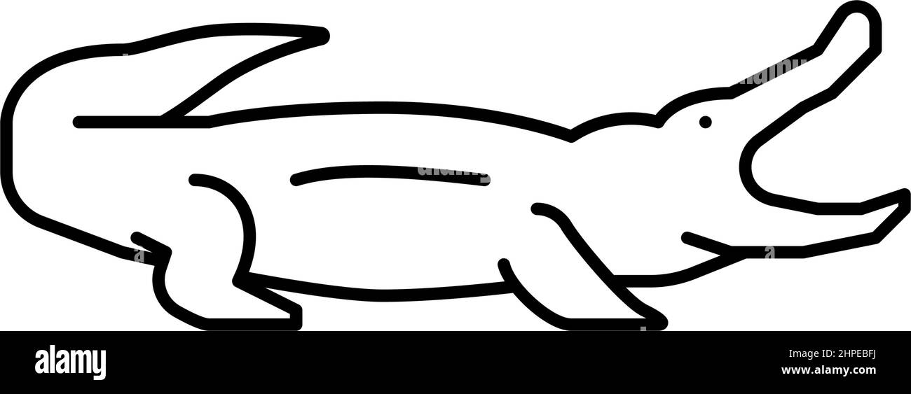 crocodile reptile in zoo line icon vector illustration Stock Vector