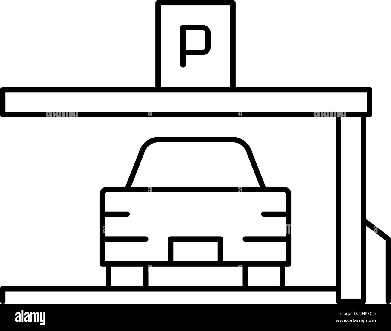 Car On Place Of Parking Line Icon Vector Illustration Stock Vector