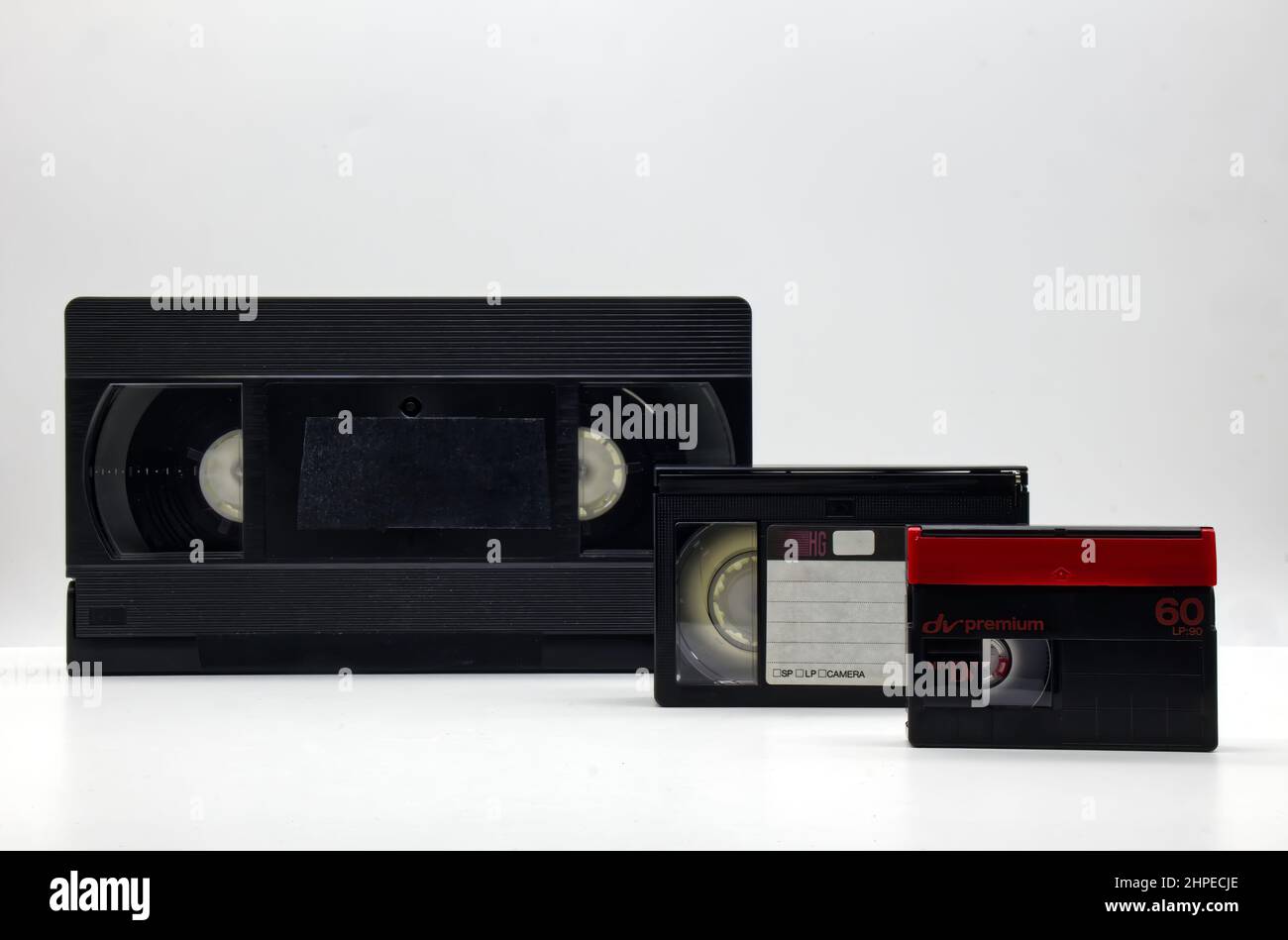 Vintage Media storage cassette tapes evolution VHS, VHSC, Mini DV