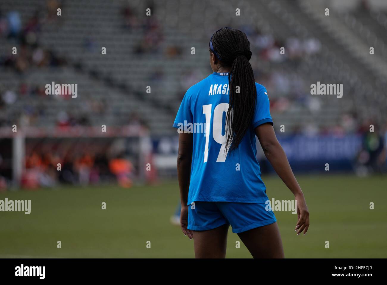 Carson, United States. 20th Feb, 2022. Carson, California, February 20t Natasha Anasi (19 Iceland) during the She Believes Cup game between Czech Republic and Iceland at Dignity Health Sports Park in Carson, California. Andrea Vilchez/SPP Credit: SPP Sport Press Photo. /Alamy Live News Stock Photo