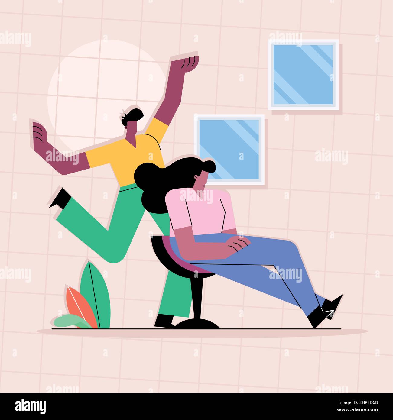 Innovative couple in chair characters Stock Vector Image & Art - Alamy