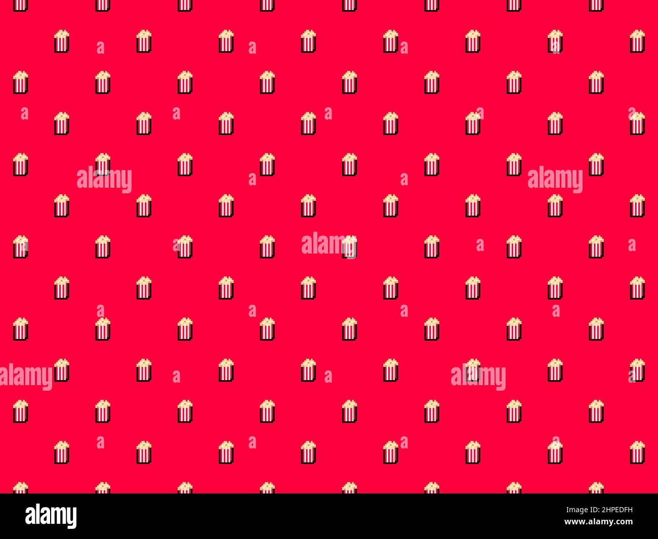 Pixel popcorn background - high resolution seamless pattern Stock Photo