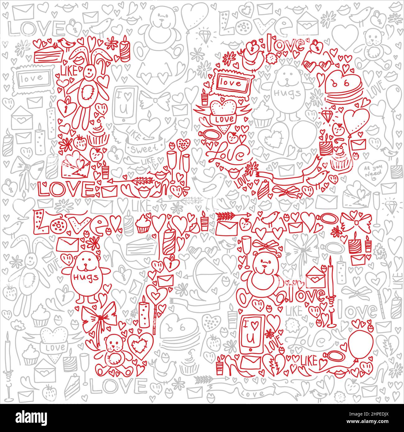 Hand drawn love doodle icons vector illustration Stock Vector Image ...