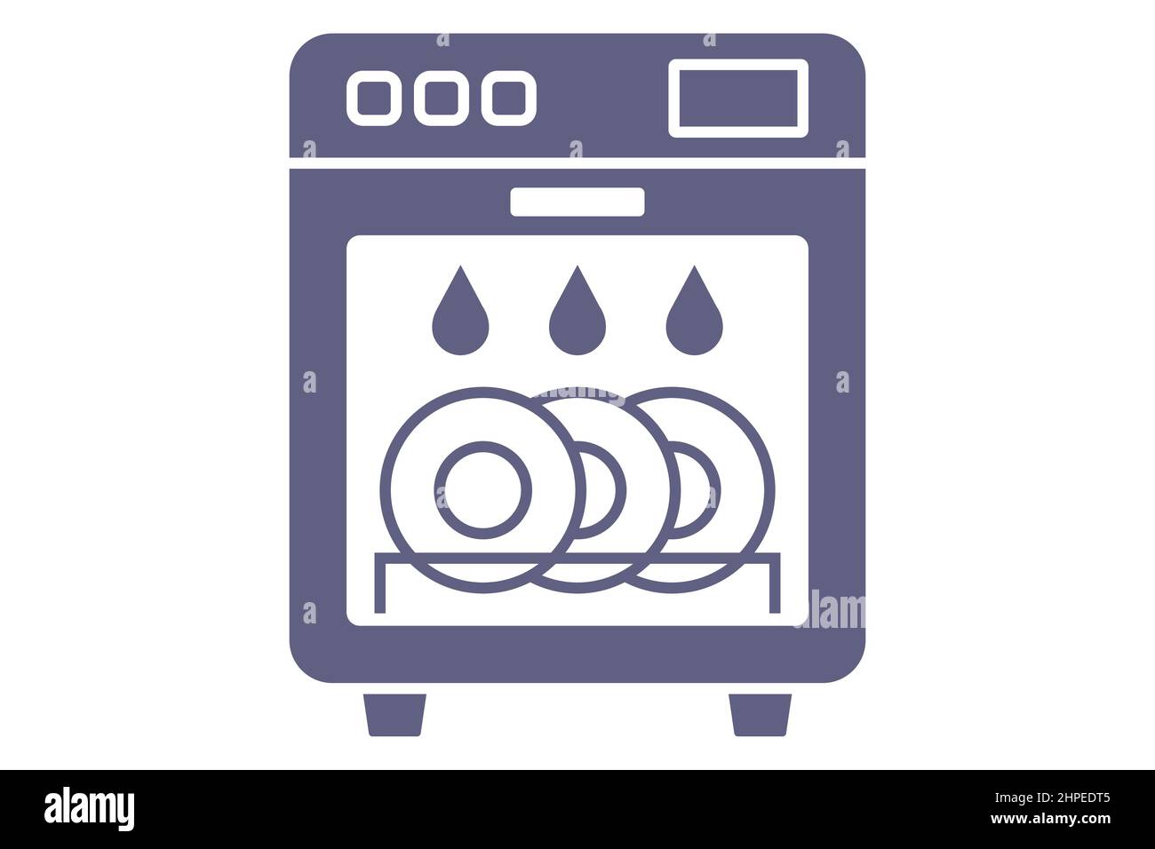 dishwasher icon with clean plates. wash dishes with water. flat vector illustration Stock Vector