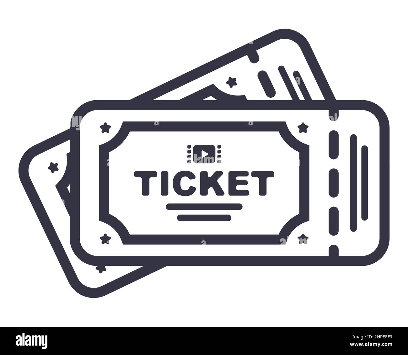 two cinema tickets icon. flat vector illustration Stock Vector Image ...