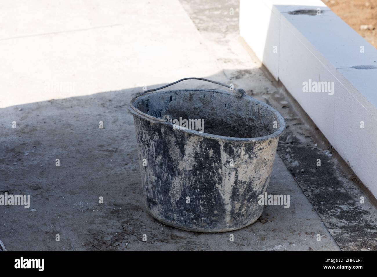 Bucket on a construction site Stock Photo