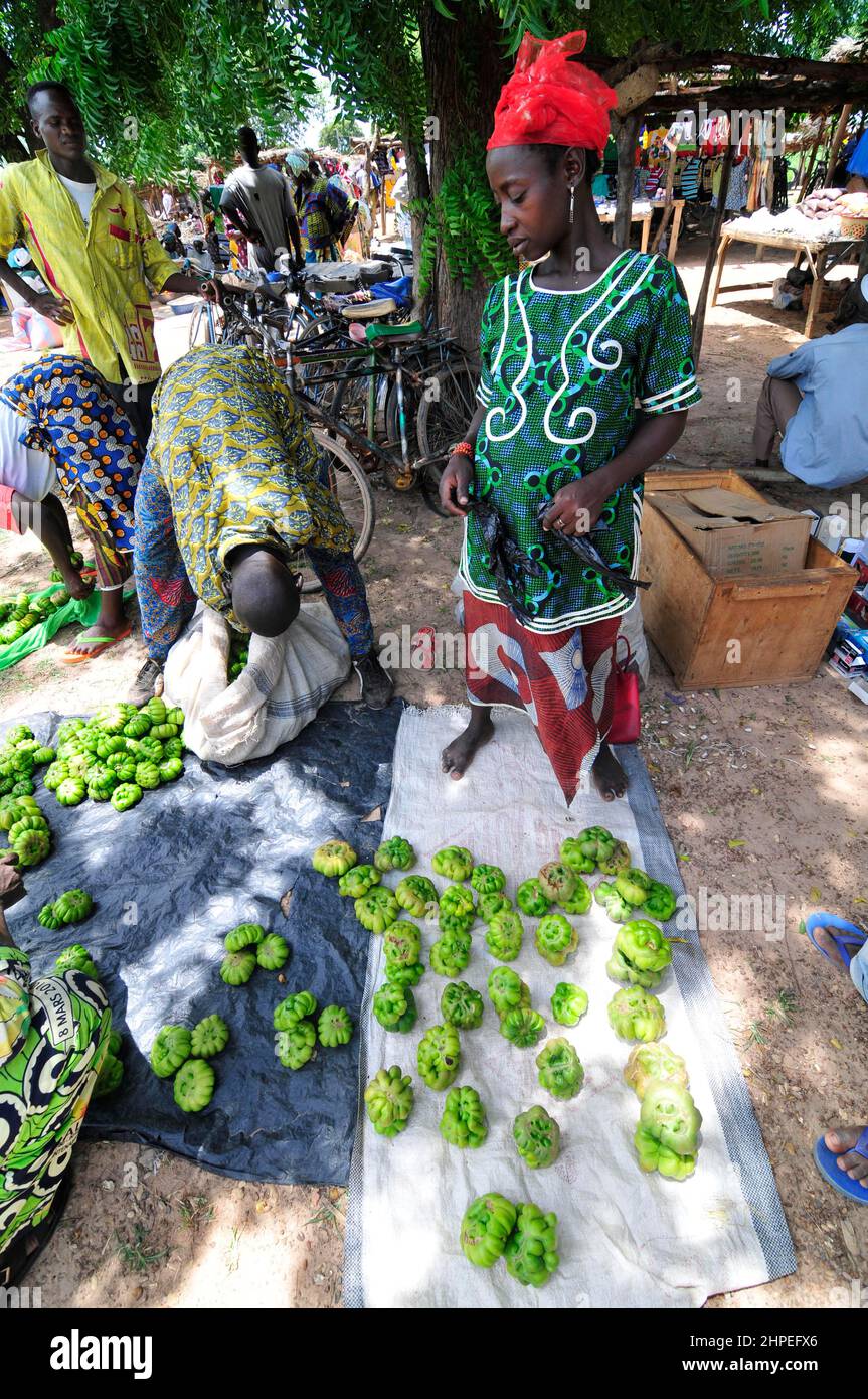 African eggplants sold at a local market in central Burkina Faso. Stock Photo