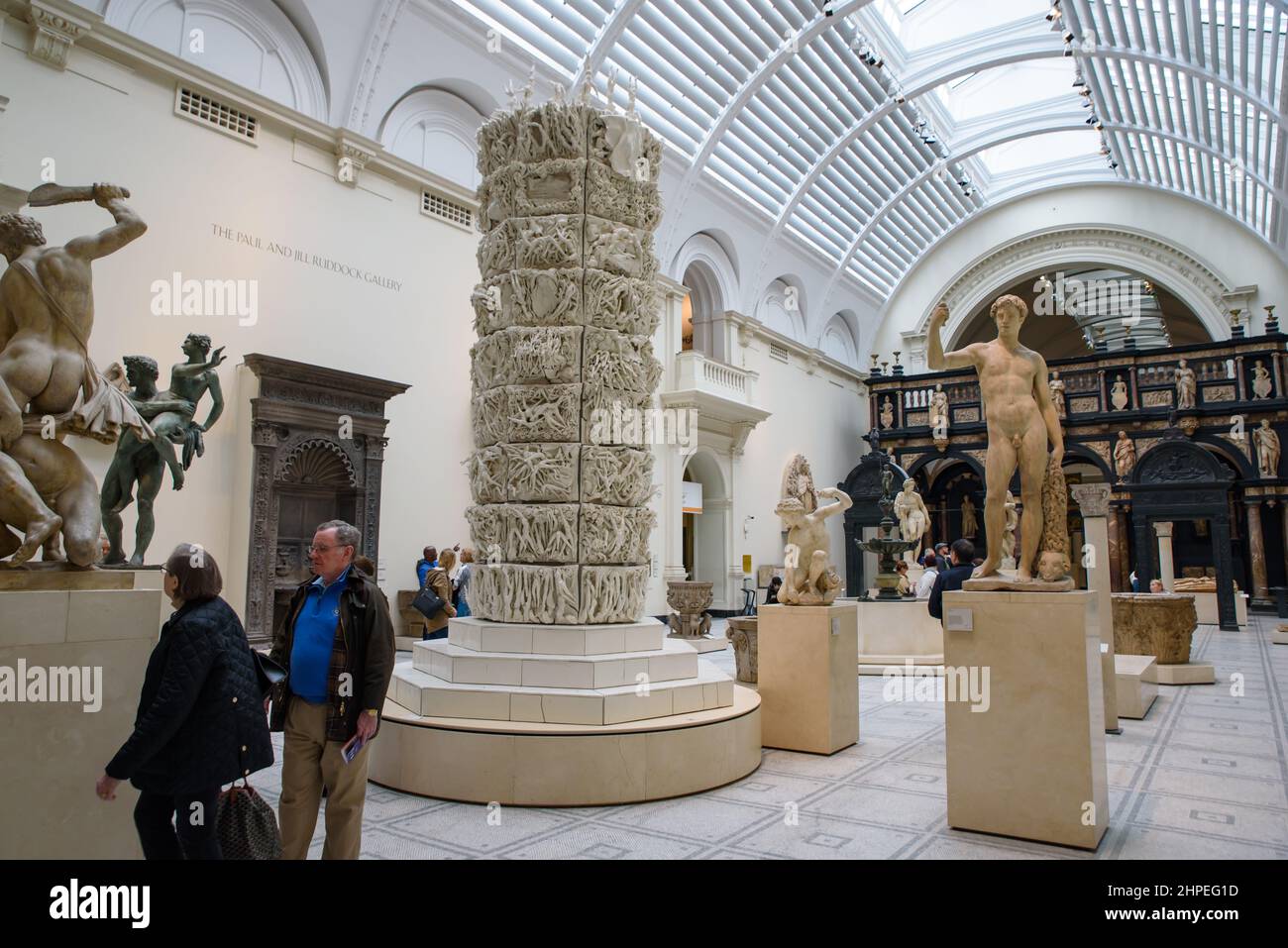 People watching exhibition at British Museum in London, United Kingdom Stock Photo
