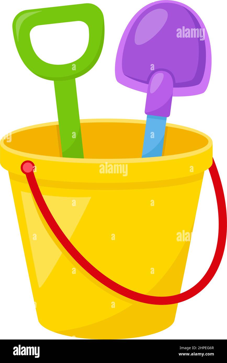 Kid toy bucket with spatula, vector illustration Stock Vector