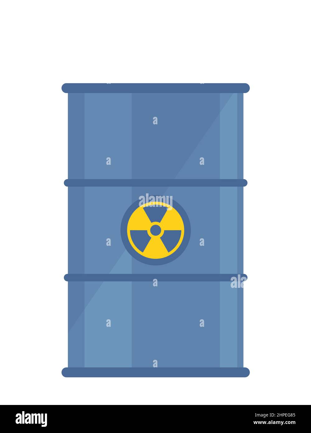 Radioactive waste in barrel. Barrel with radioactive hazard icon on it. Ecology, environmental pollution, waste. Flat style vector illustration Stock Vector