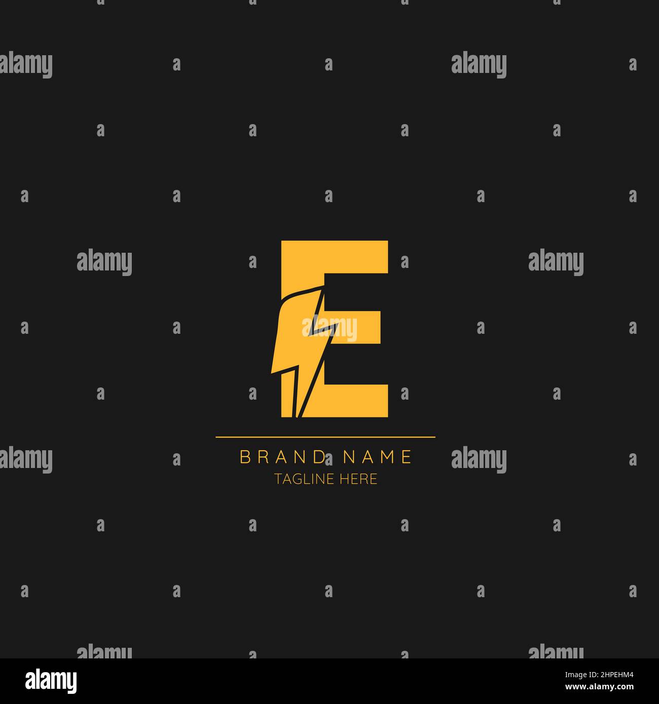 Initial E Letter with Lightning Bolt Logo Icon. Stock Vector