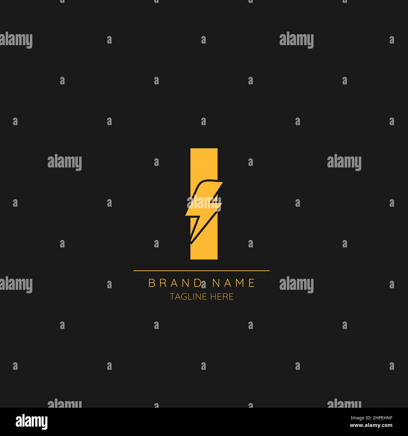 Initial I Letter with Lightning Bolt Logo Icon. Stock Vector