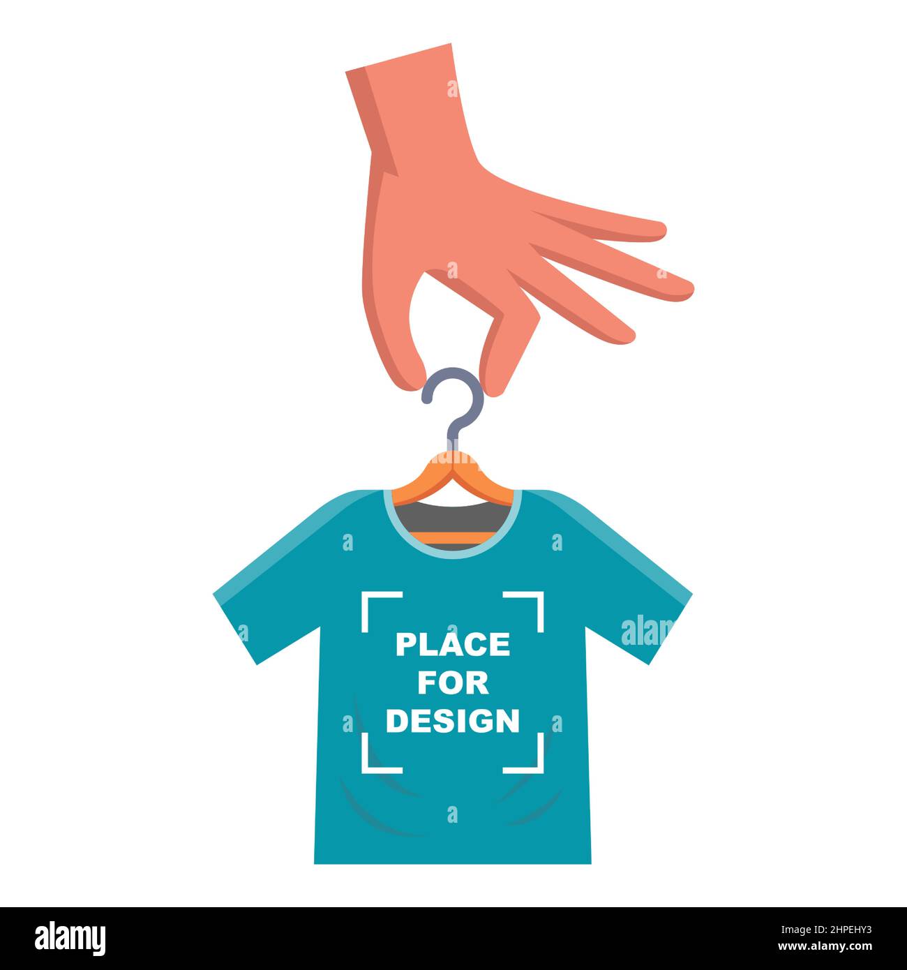 put your designs on a t-shirt. create your own merch on the t-shirt. flat vector illustration. Stock Vector